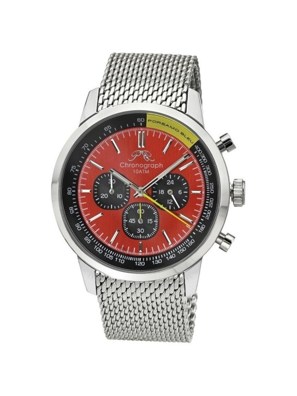 NWT Porsamo Bleu Simon Chronograph Quartz Red Dial Men's Watch